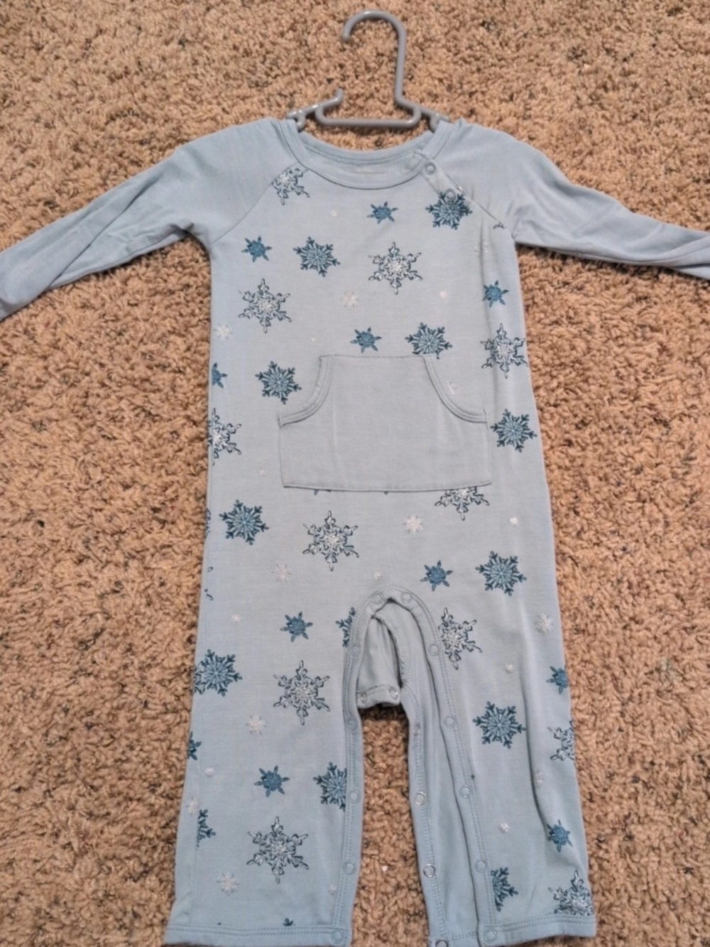 Kyte Baby Light Blue Snowflake Print One-Piece Romper for Kids